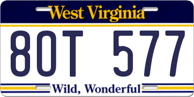 WV license plate 8OT577