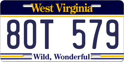 WV license plate 8OT579