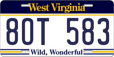 WV license plate 8OT583