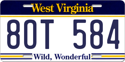 WV license plate 8OT584