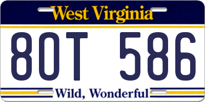 WV license plate 8OT586