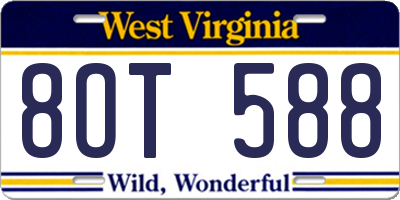 WV license plate 8OT588