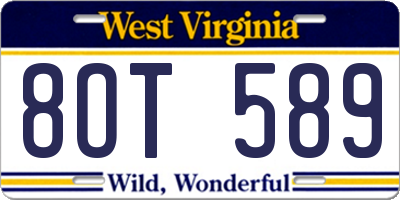 WV license plate 8OT589