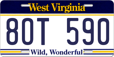 WV license plate 8OT590