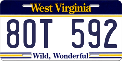 WV license plate 8OT592