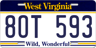 WV license plate 8OT593