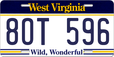 WV license plate 8OT596