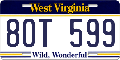 WV license plate 8OT599