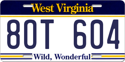 WV license plate 8OT604