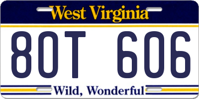 WV license plate 8OT606