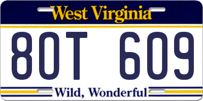 WV license plate 8OT609
