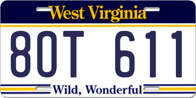 WV license plate 8OT611
