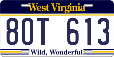 WV license plate 8OT613