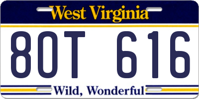 WV license plate 8OT616