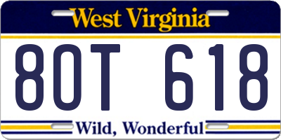 WV license plate 8OT618