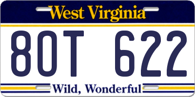 WV license plate 8OT622