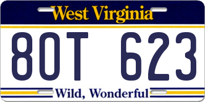 WV license plate 8OT623