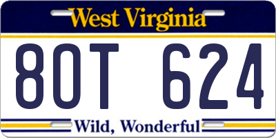 WV license plate 8OT624