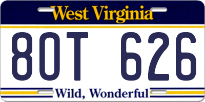 WV license plate 8OT626