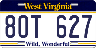 WV license plate 8OT627