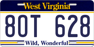 WV license plate 8OT628