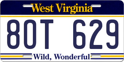 WV license plate 8OT629