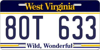 WV license plate 8OT633
