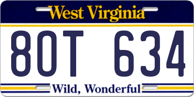 WV license plate 8OT634