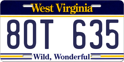 WV license plate 8OT635