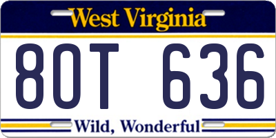 WV license plate 8OT636