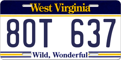 WV license plate 8OT637