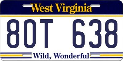 WV license plate 8OT638
