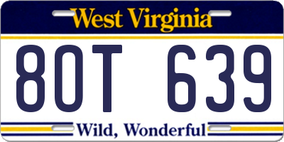 WV license plate 8OT639