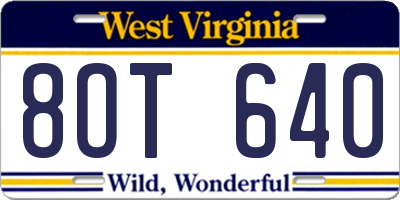 WV license plate 8OT640