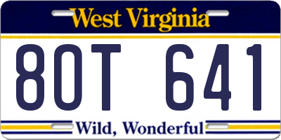 WV license plate 8OT641