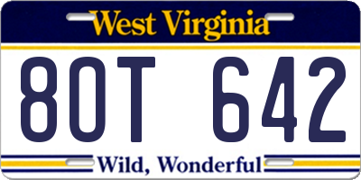 WV license plate 8OT642