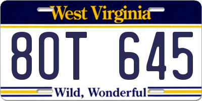 WV license plate 8OT645
