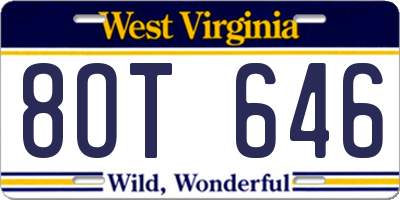 WV license plate 8OT646