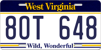 WV license plate 8OT648