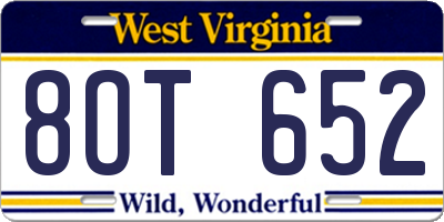 WV license plate 8OT652