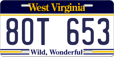 WV license plate 8OT653