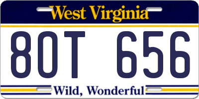 WV license plate 8OT656