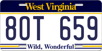 WV license plate 8OT659