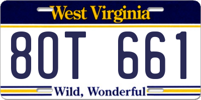 WV license plate 8OT661