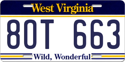 WV license plate 8OT663