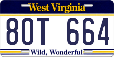 WV license plate 8OT664