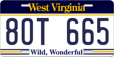 WV license plate 8OT665