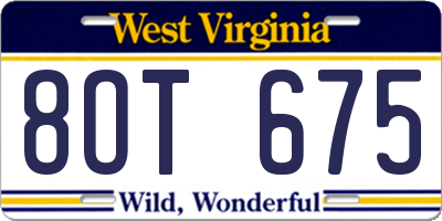 WV license plate 8OT675