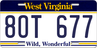 WV license plate 8OT677