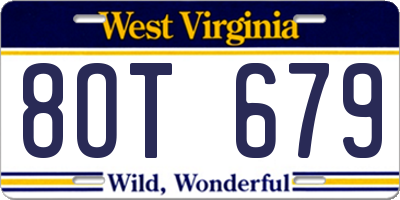 WV license plate 8OT679